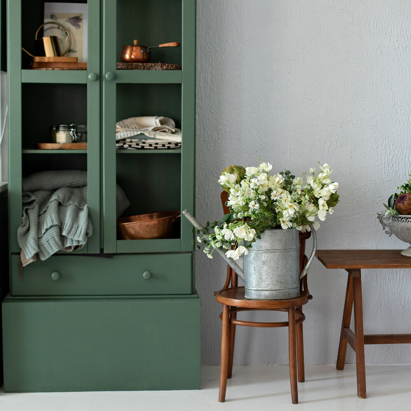 Small area with wood cabinet painted in Ecological